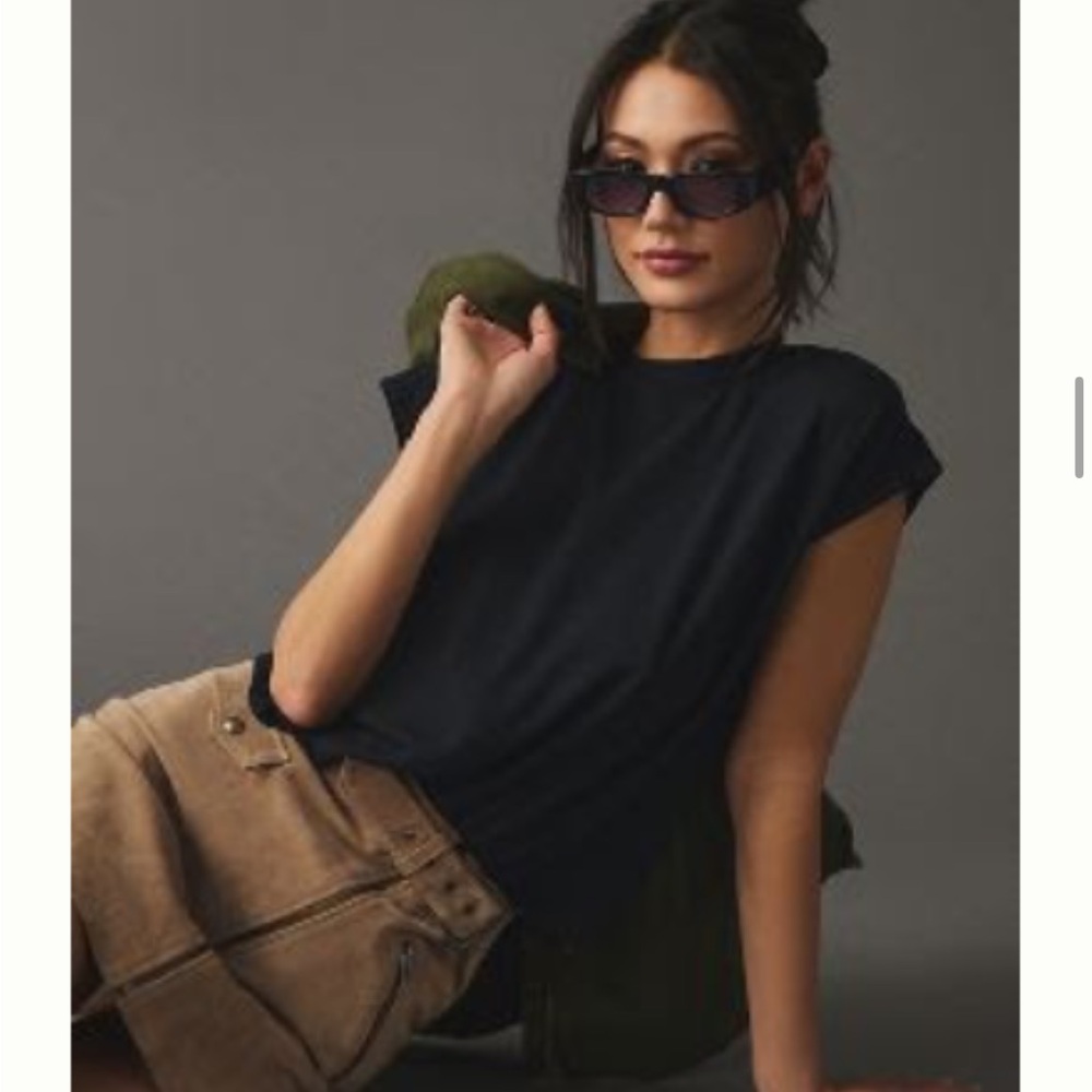 By Anthropologie Black Muscle Tee, Size Medium